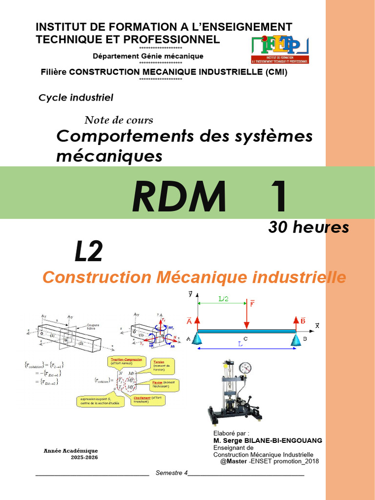Module de RDM 1 - Sollicitations Compoées - L2 TRONC COMMUN 2025-2026 ...