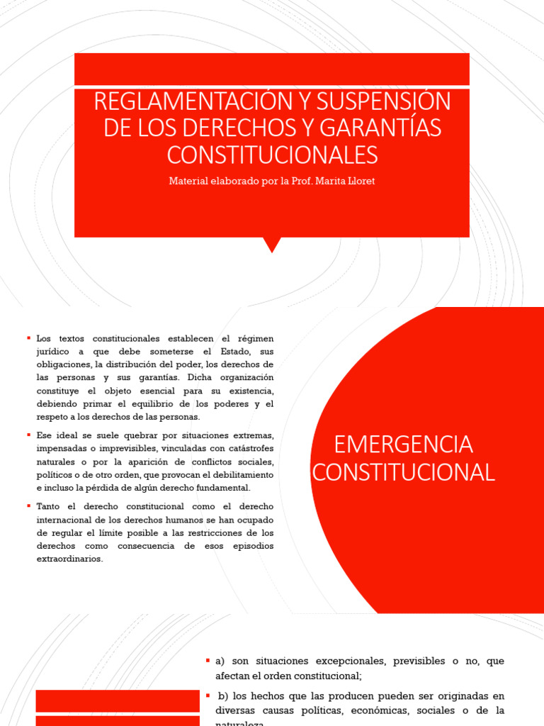 Reglamentaciön y Suspensión de Los Derechos y Garantias ...