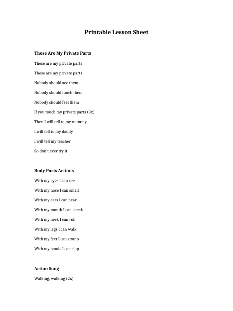 Printable Lesson Sheet | PDF
