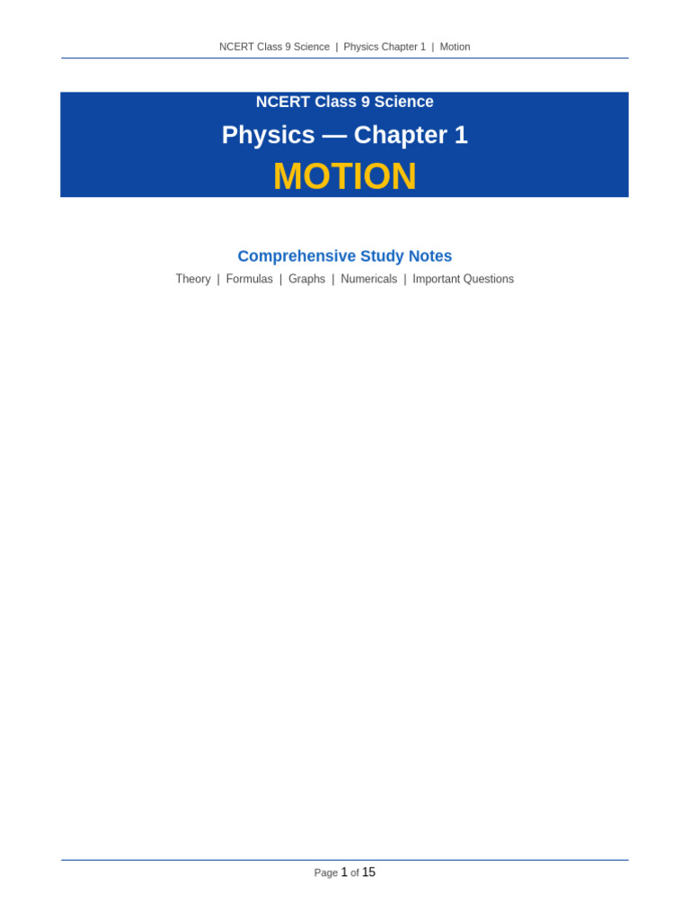 NCERT Class9 Physics Chapter1 Motion-6 | PDF | Acceleration | Velocity
