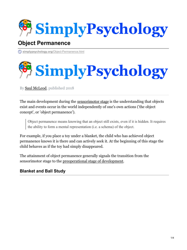 Simplypsychology.org Object Permanence | PDF | Cognitive Psychology ...