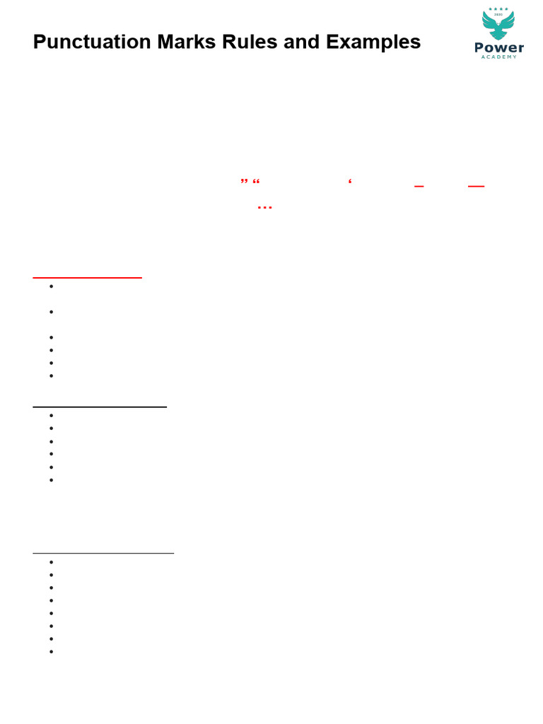 Punctuation Marks Rules and Examples PDF | PDF | Ellipsis | Punctuation