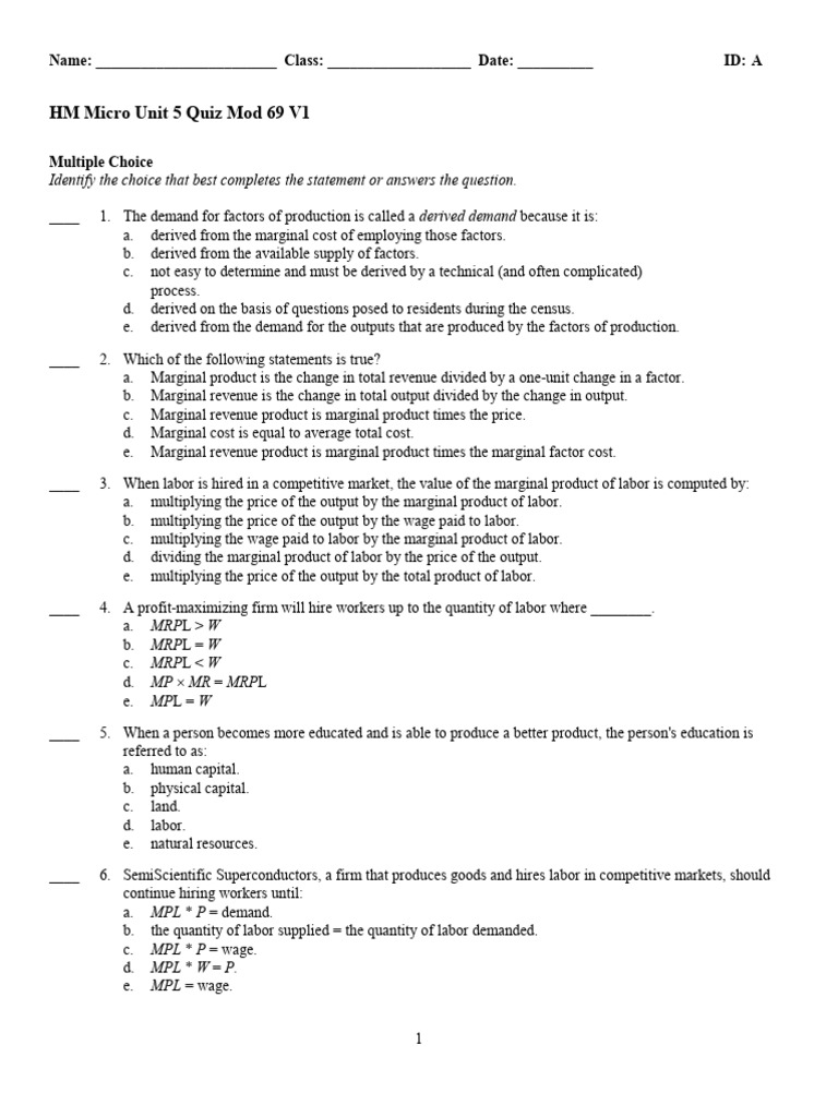 Module_69_Practice_Quiz | PDF | Labour Economics | Business