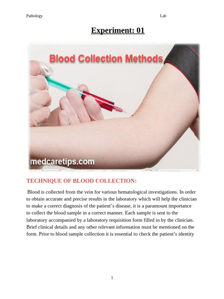 1 Blood Collection Method | PDF | Blood Plasma | Vein