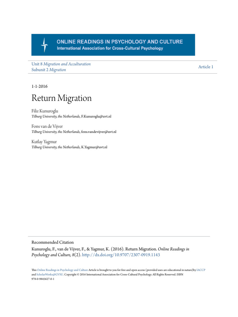 Return_Migration | PDF | Human Migration | Immigration