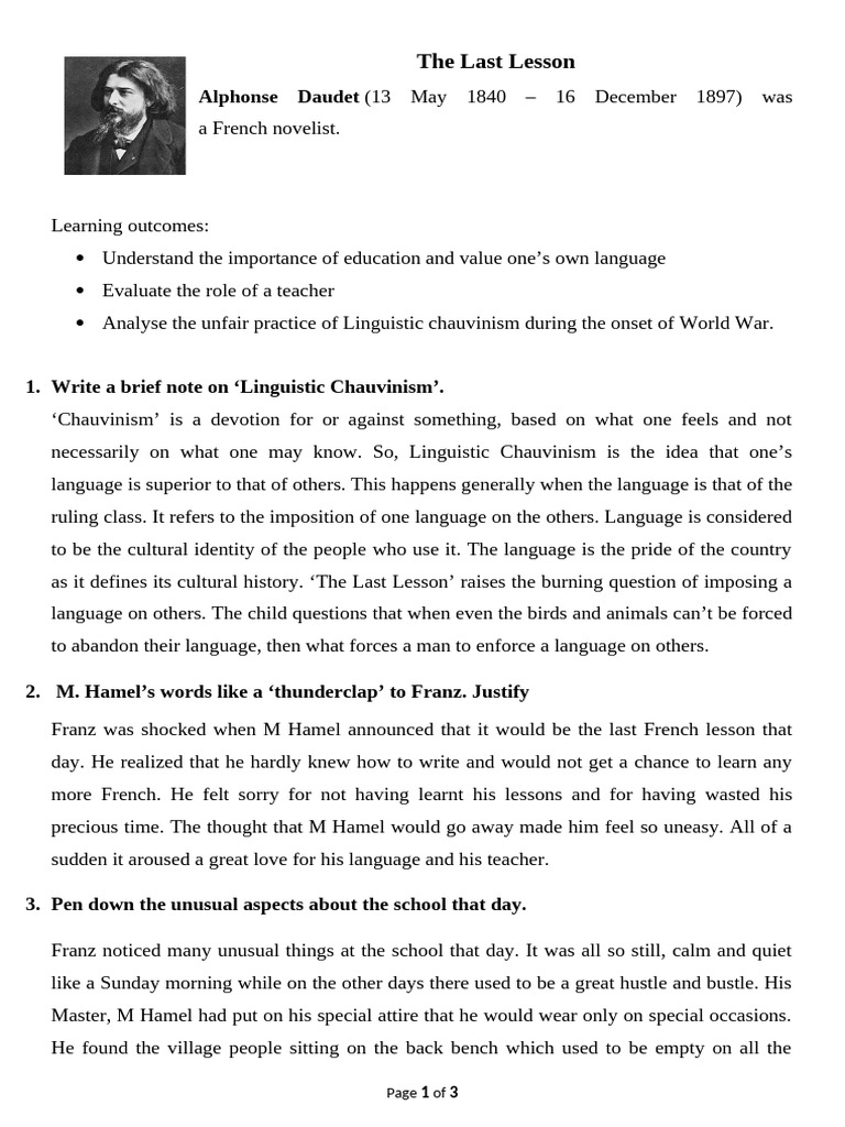 The Last Lesson_1 | PDF
