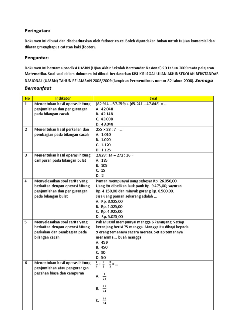 Prediksi Uasbn 09 Mat