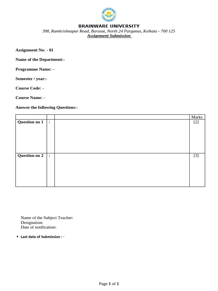 Assignment Question Format (2) | PDF