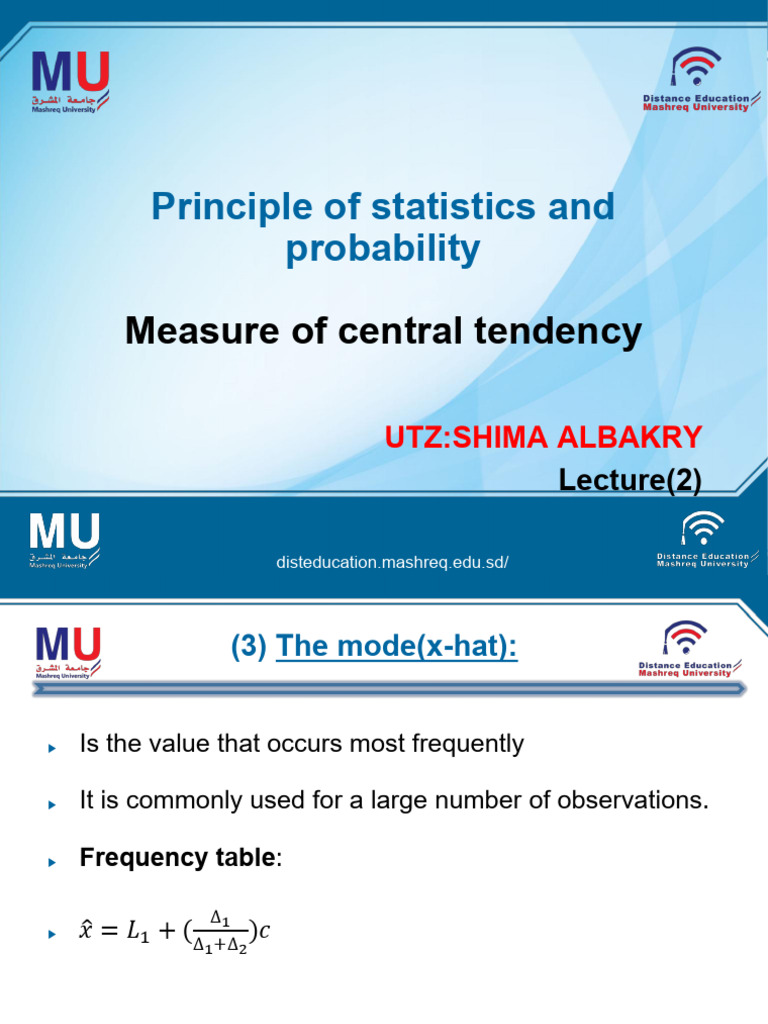 Principle of Statistic Lec2 | PDF | Mean | Mode (Statistics)