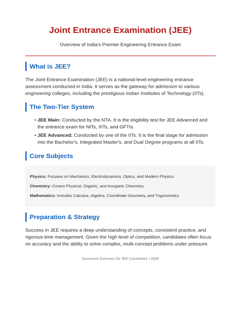 about_jee | PDF