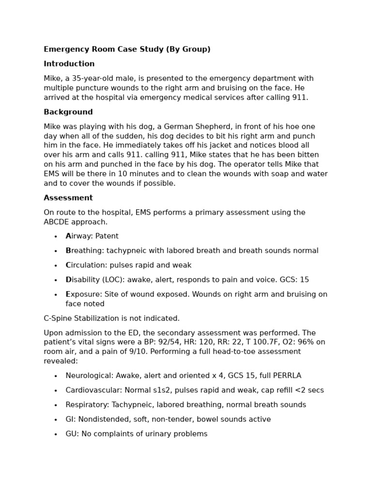 Emergency Room Case Study | PDF | Emergency Department | Human Diseases ...