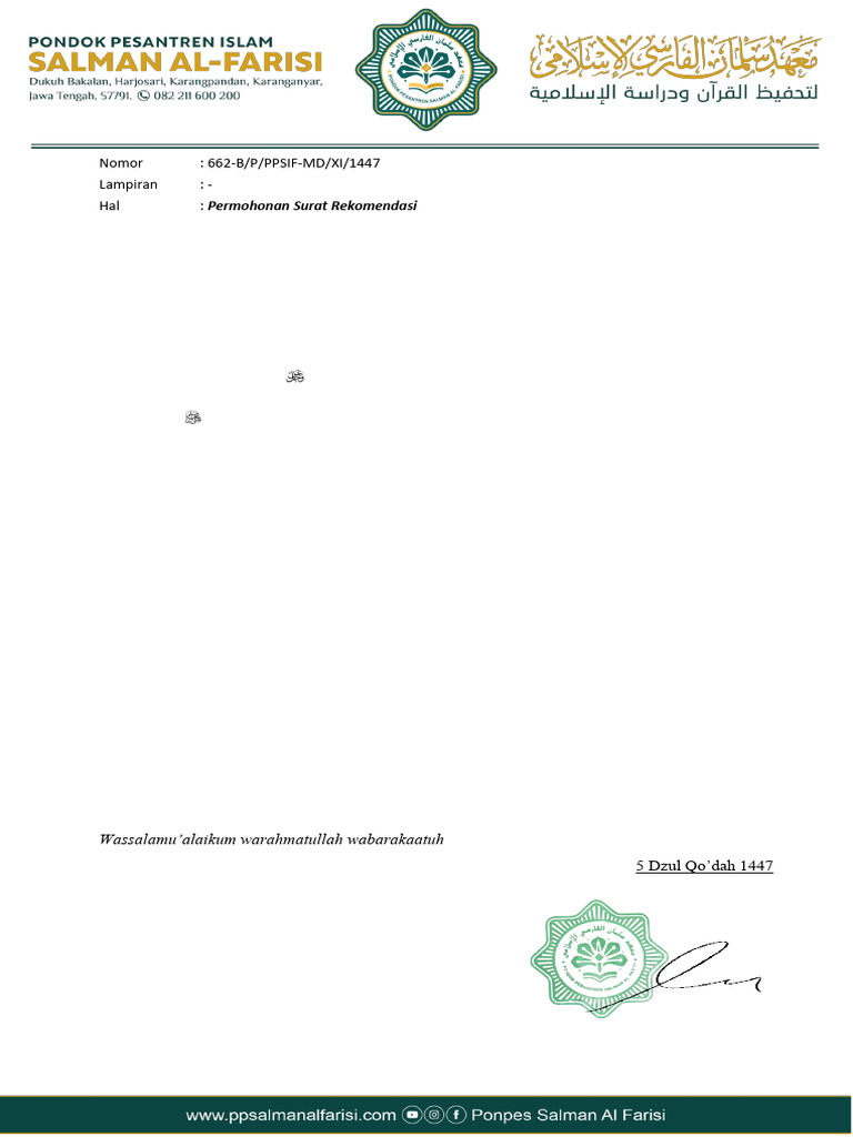 Surat Permohonan Rekom | PDF