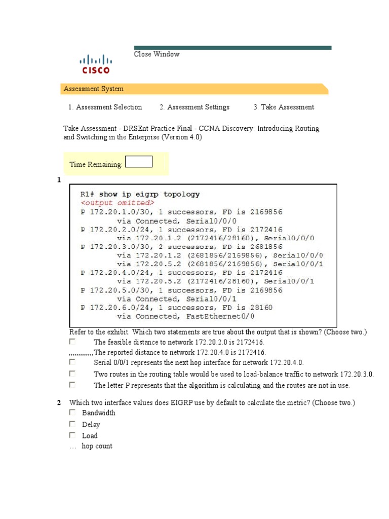 Final Test Practice | PDF | Router (Computing) | Ip Address
