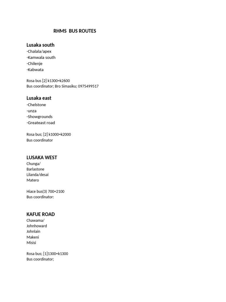Bus Routes Final | PDF
