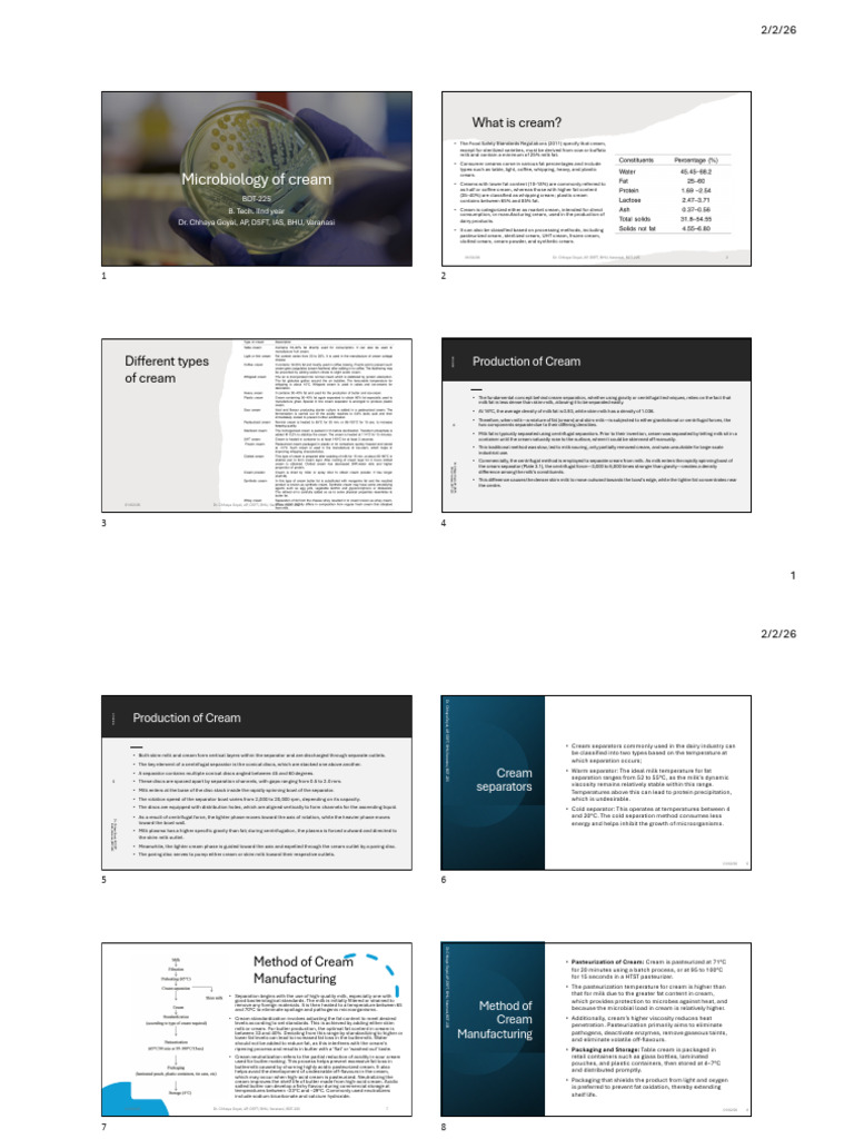 microbiology of cream for students | PDF | Milk | Cream