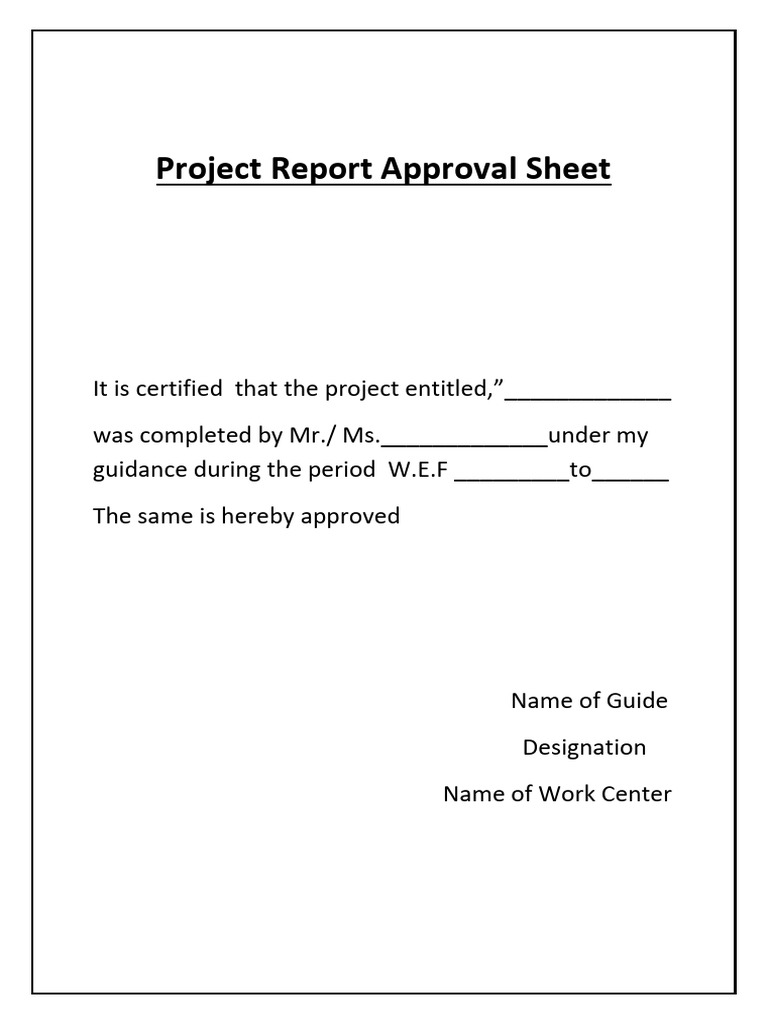Project Report Approval Sheet | PDF