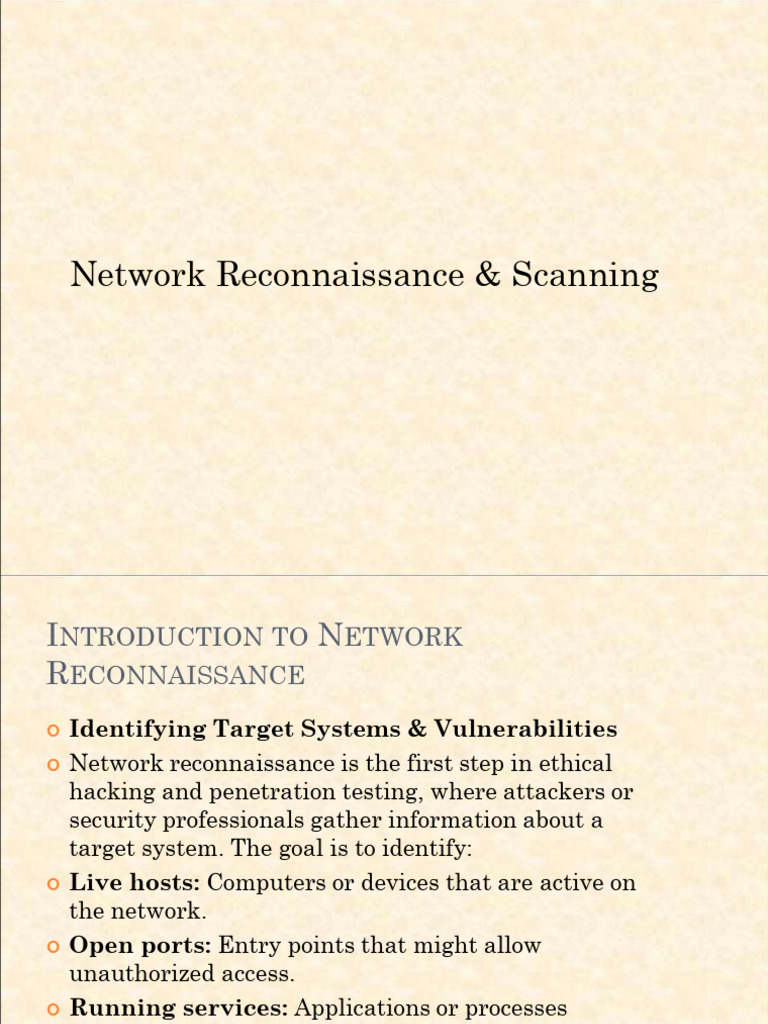 Network Reconnaissance | PDF | Port (Computer Networking) | Security