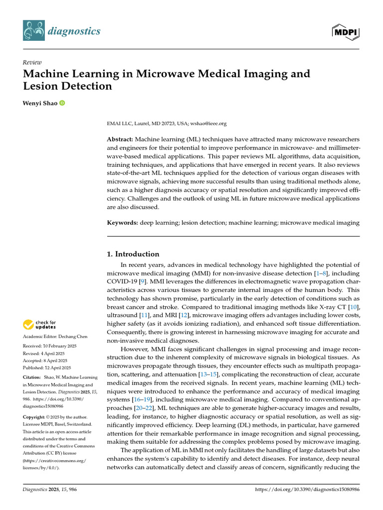 Diagnostics 15 00986 | PDF | Machine Learning | Medical Imaging