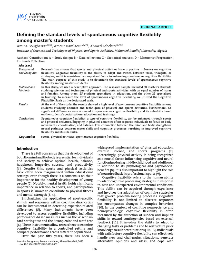 Defining the Standard Levels of Spontaneous Cognit | PDF | Cognition | Mind