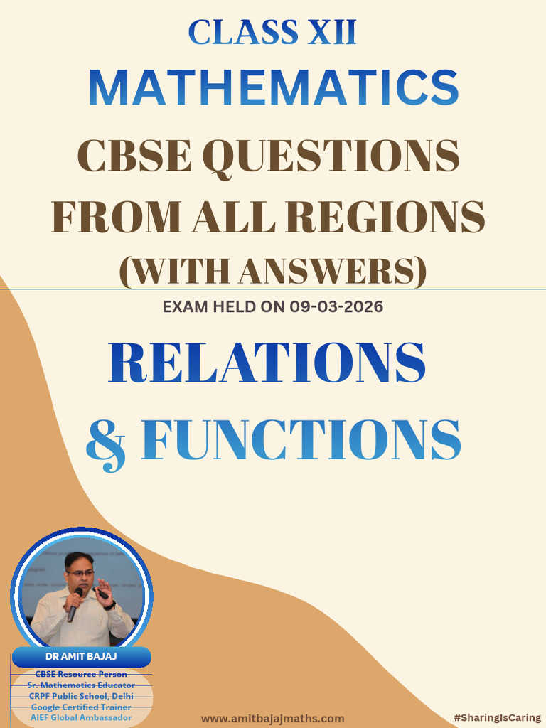 1. Xii Mathematics Relations & Functions Cbse Questions From All ...