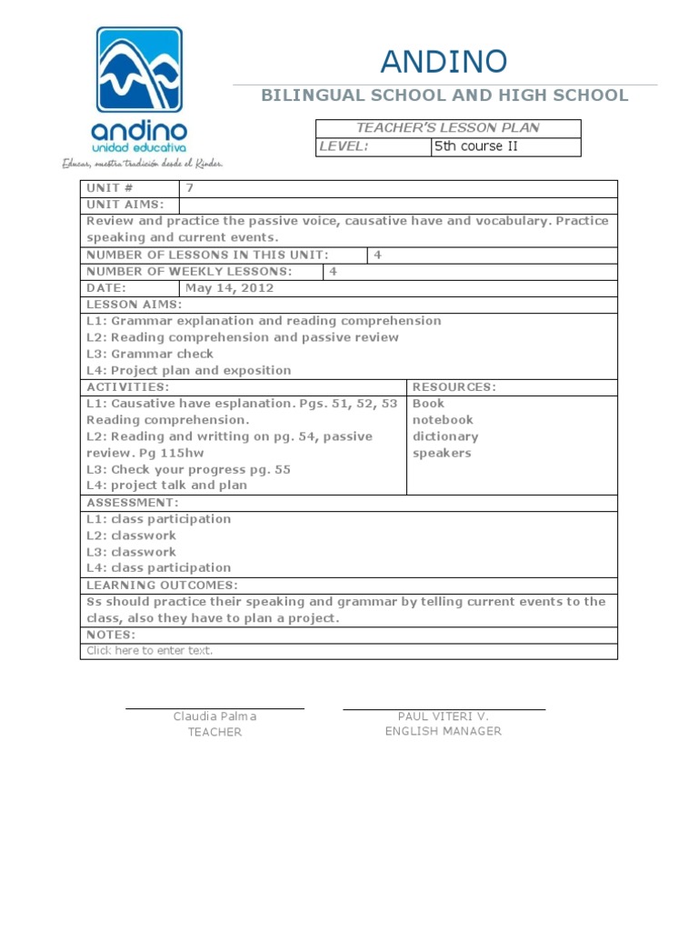 Lesson Planning 5th II CP | PDF