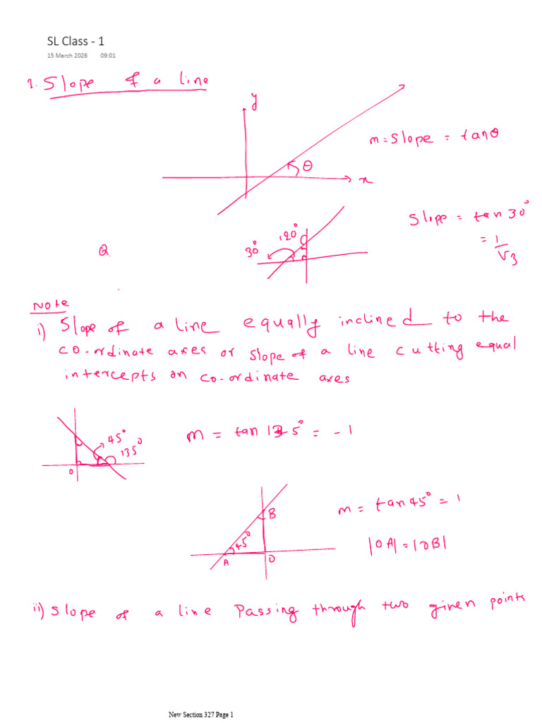 Straight Line Rev Class - 1 | PDF