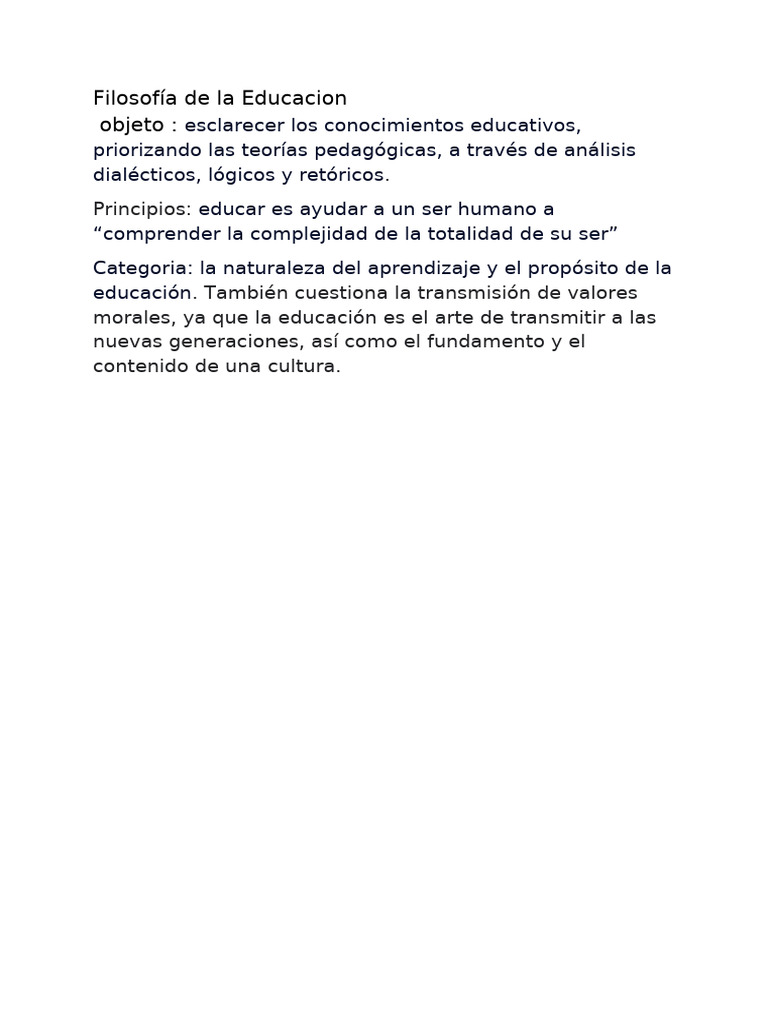 Filosofia de La Educacion | PDF