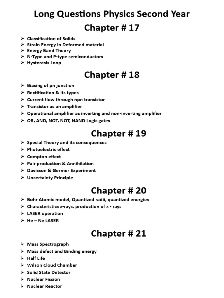 Long Questions Physics Second Year | PDF