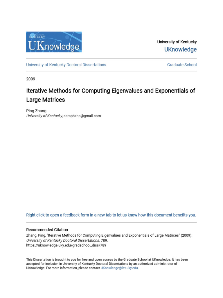 Iterative Methods for Computing Eigenvalues and Exponentials of L | PDF ...
