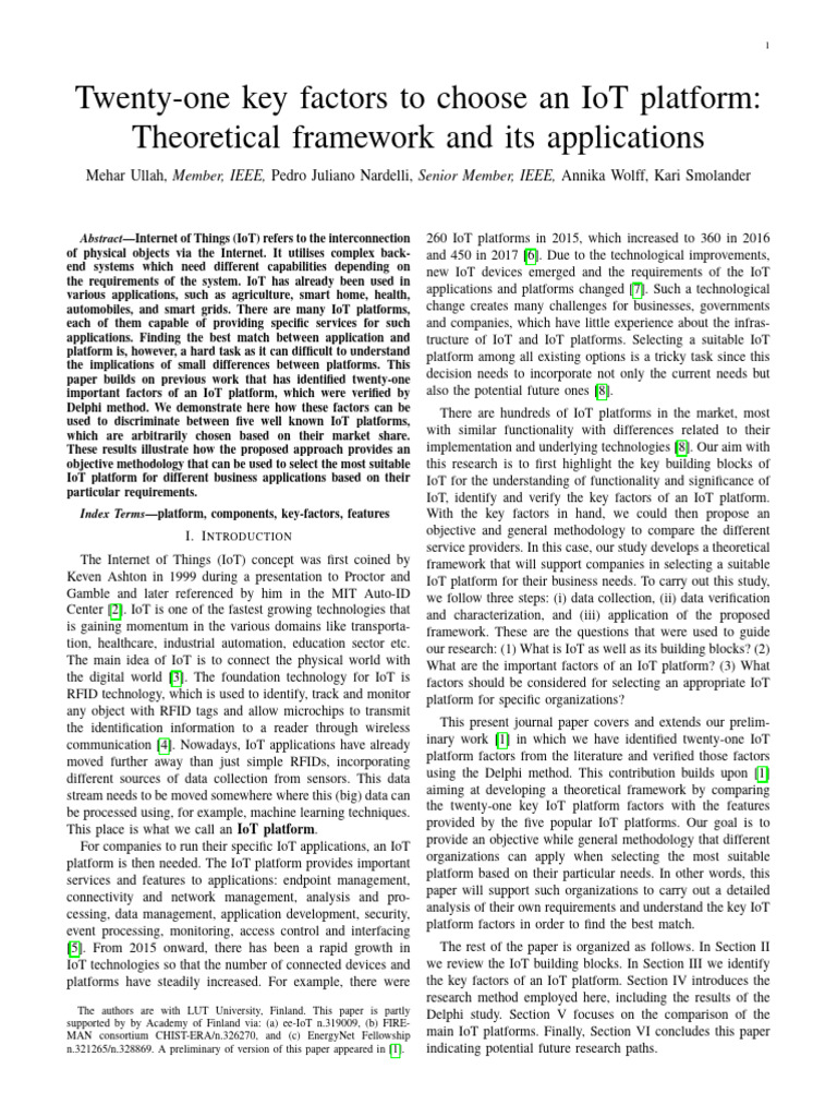 Twenty-One Key Factors to Choose an IoT Platform_ Theoretical Framework ...