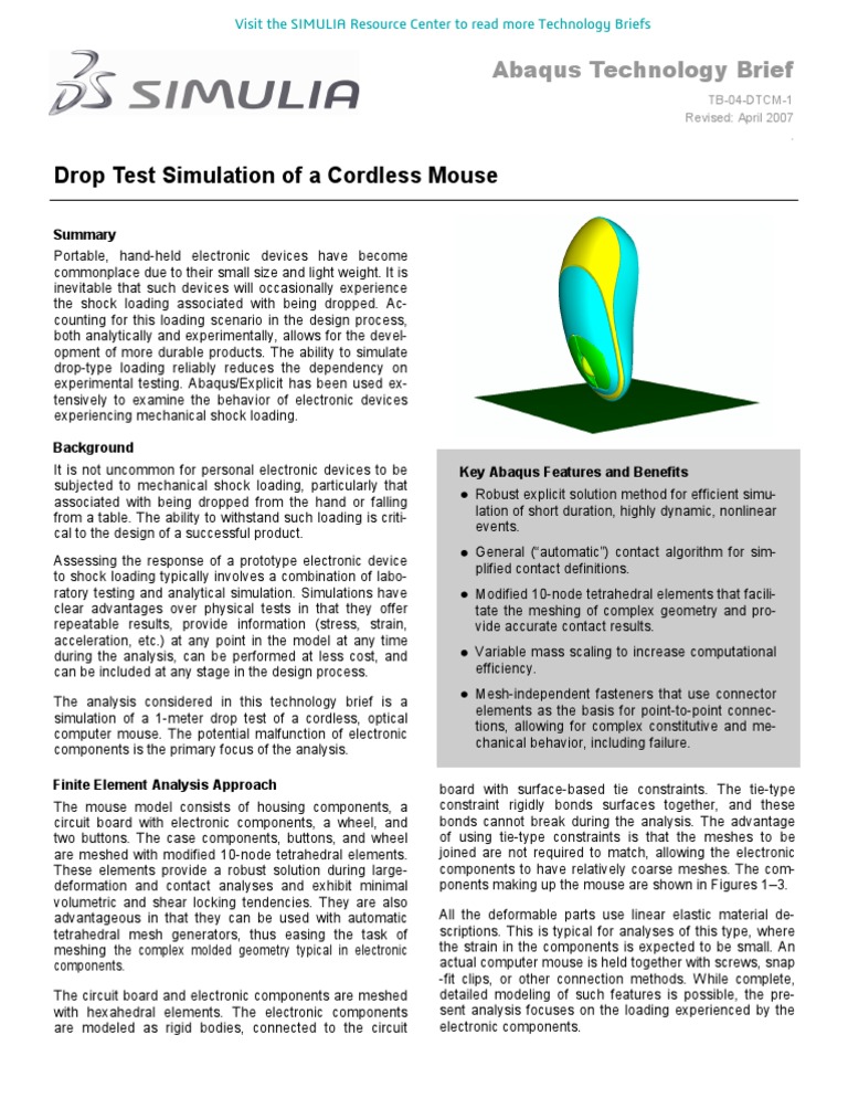 Drop Test Simulation for Cordless Mouse | PDF | Simulation | Electronics