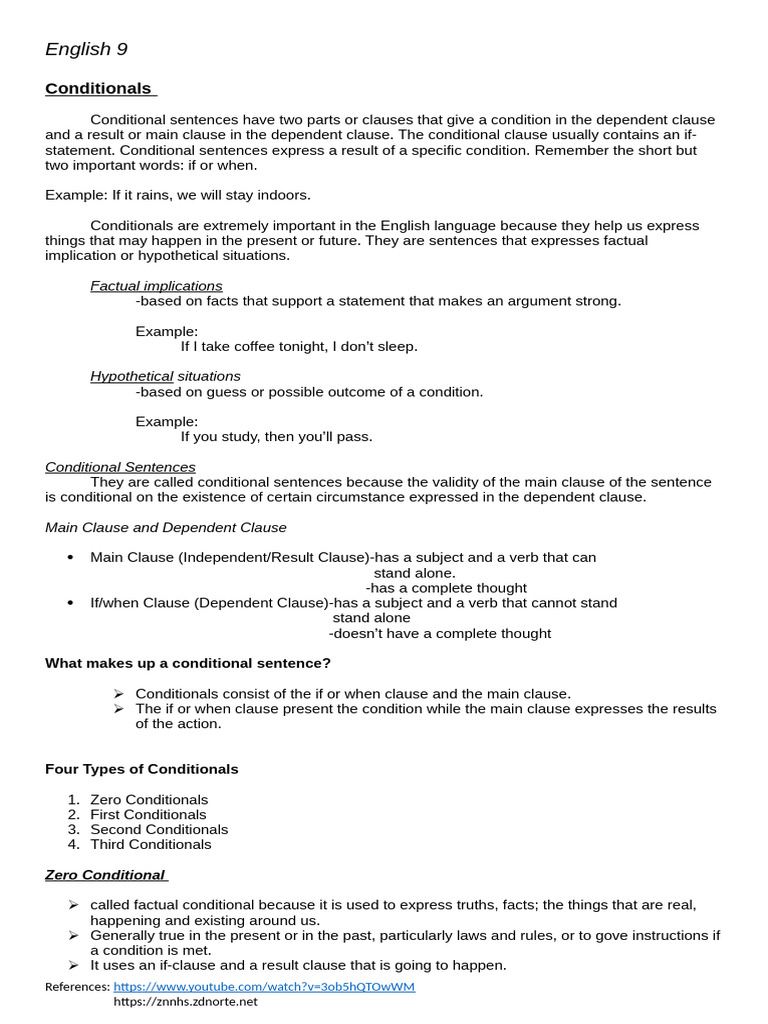 Conditionals Handouts | PDF