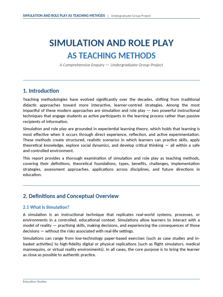 SimulationRolePlay_Report | PDF | Simulation | Constructivism ...