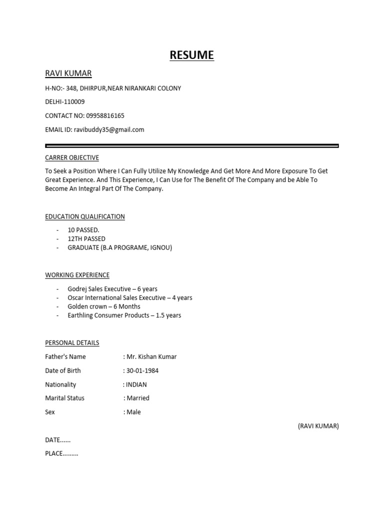 Mr Ravi CV | PDF