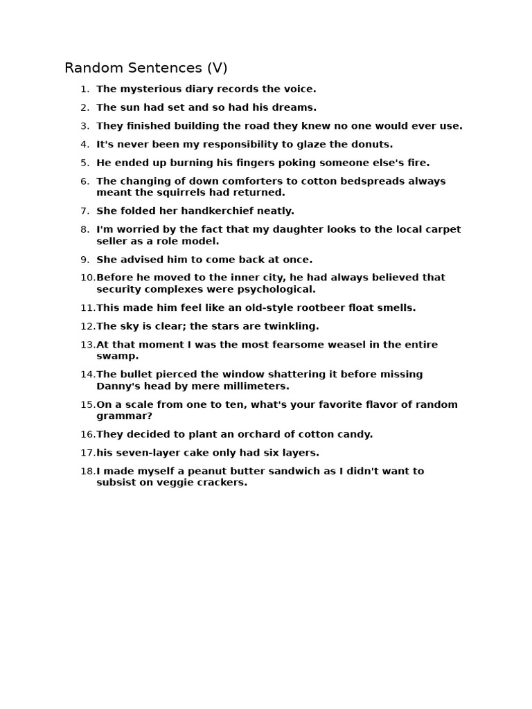 Random Sentences V | PDF