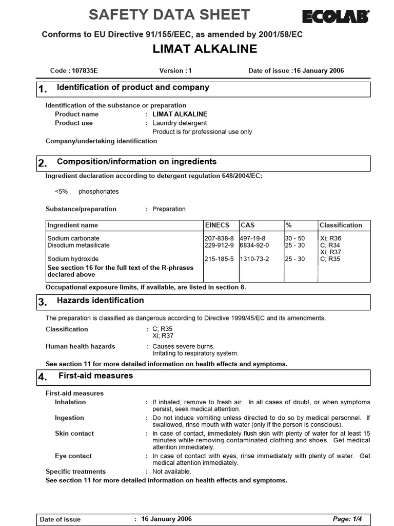 Limat Alkaline | PDF | Waste | Dangerous Goods