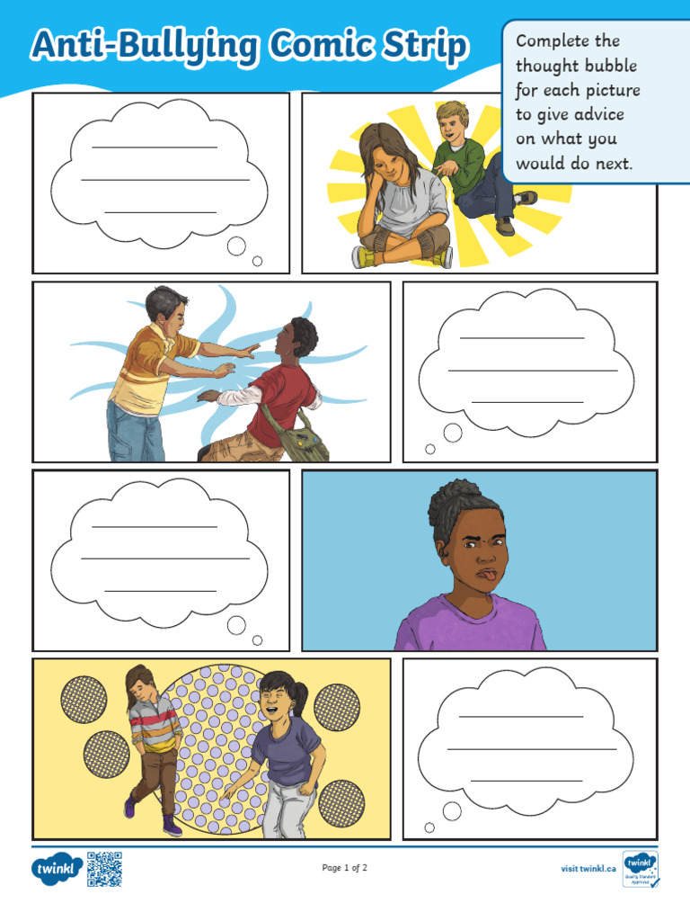 CA Ss 1762507755 Anti Bullying Finish the Comic Strip Worksheet Ver 1 | PDF