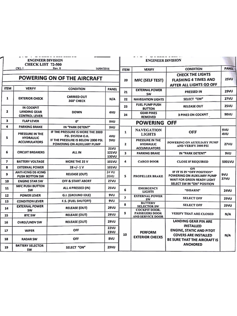 Atr 72- 500 Check List | PDF