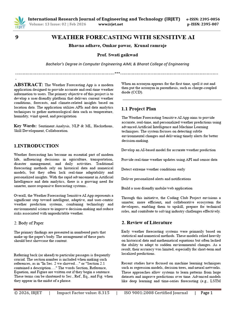 IRJET-Manuscript-Template - | PDF | Machine Learning | Prediction