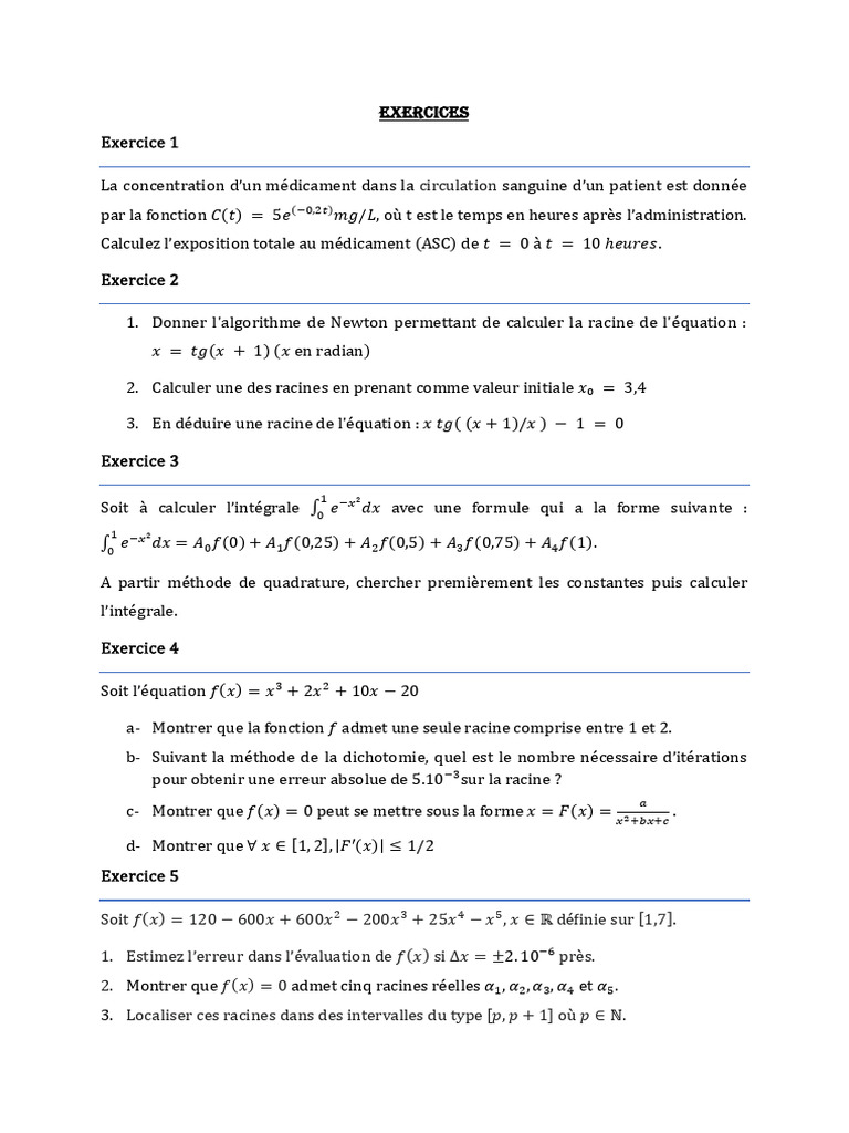 Exercices de Groupe IRT 2 | PDF | Intégral | Relations mathématiques