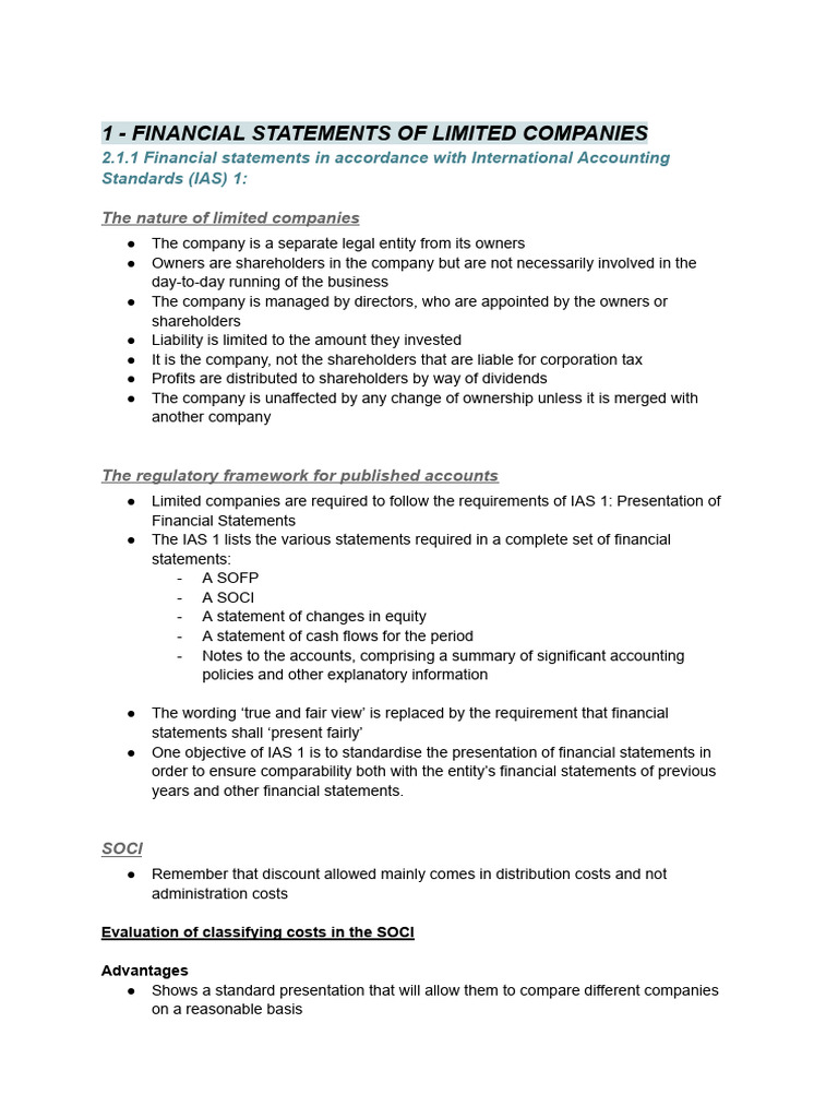 A2 Accounting - Short Notes | PDF