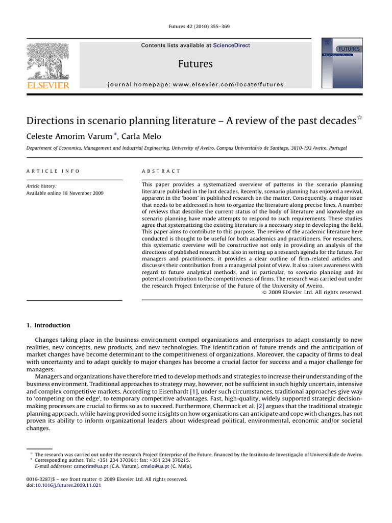 Directions in scenario planning literature | PDF | Scenario Planning ...