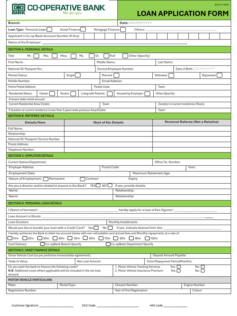 Loan Application Form - Kesonia | PDF | Loans | Banks