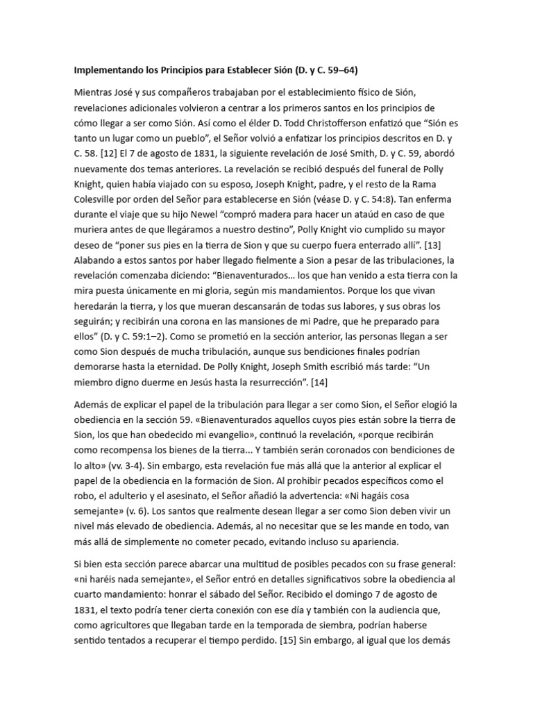Implementando Los Principios Para Establecer Sión | PDF | Creencia ...