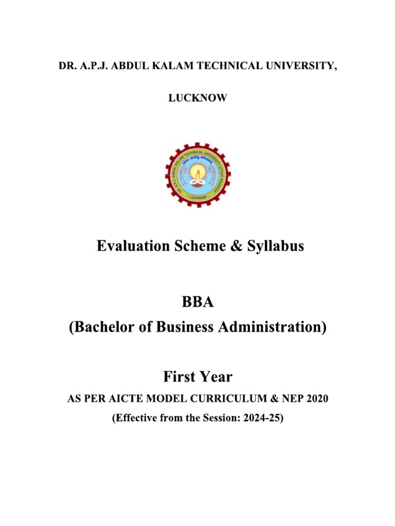 Bba 1st Year Syllabus | PDF