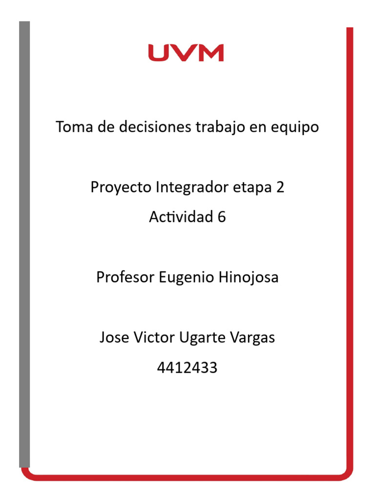 A6_JVUV | PDF | Toma de decisiones | Aprendizaje