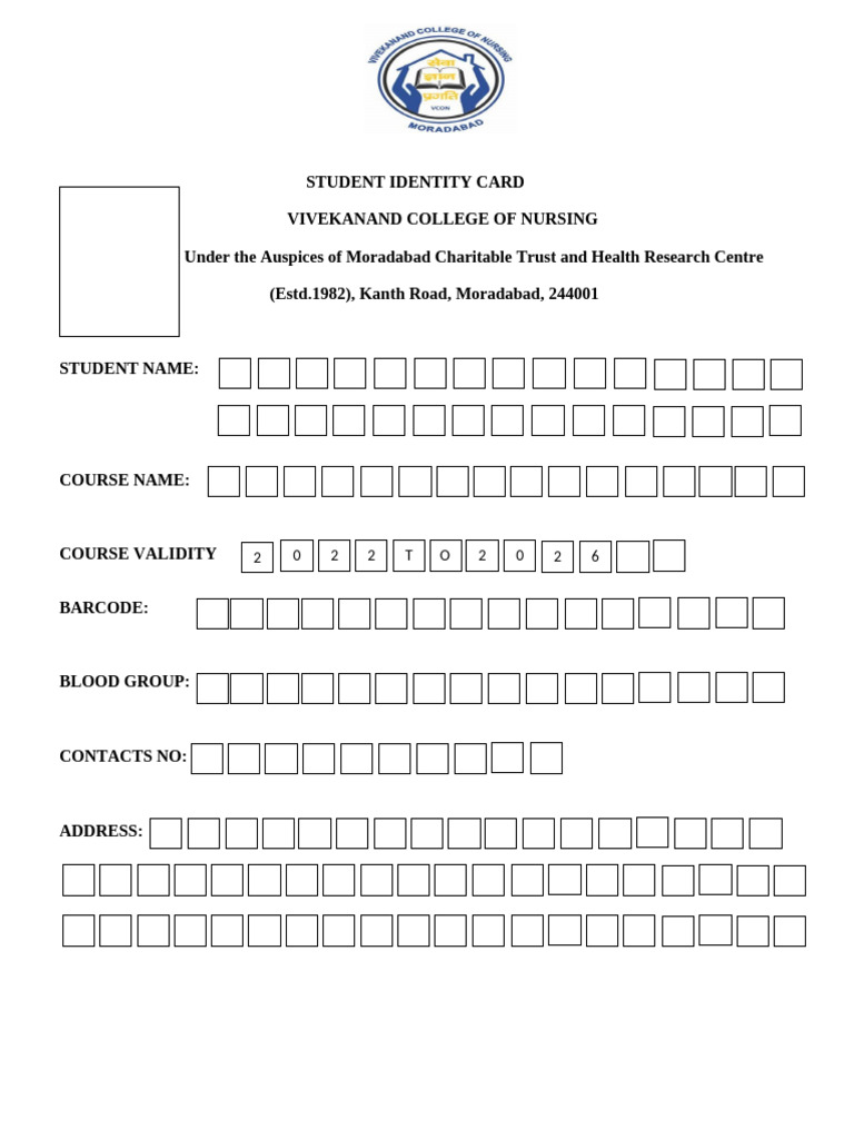Student I Card Format -College | PDF