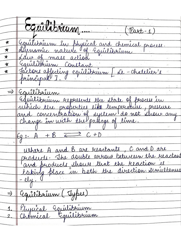 Class Xl Equilibrium Notes (1) | PDF
