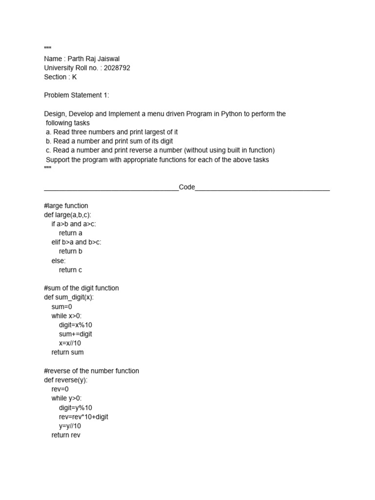 Term Work Printable Codes - Final | PDF | Computer Programming