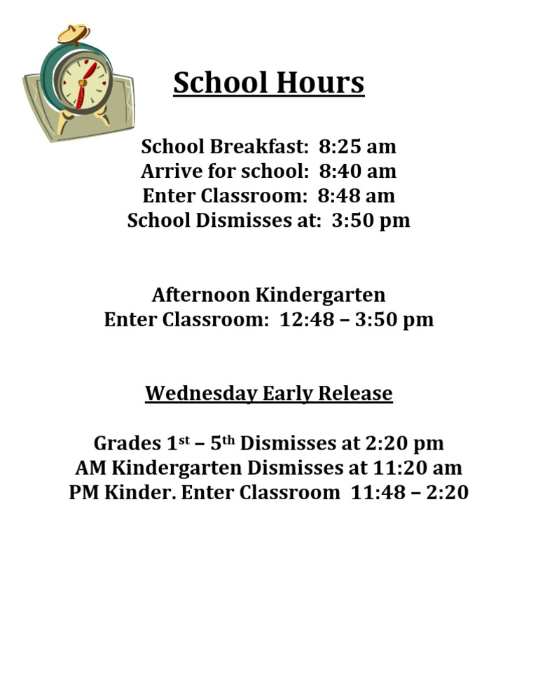 School Hours and Dismissal Times | PDF